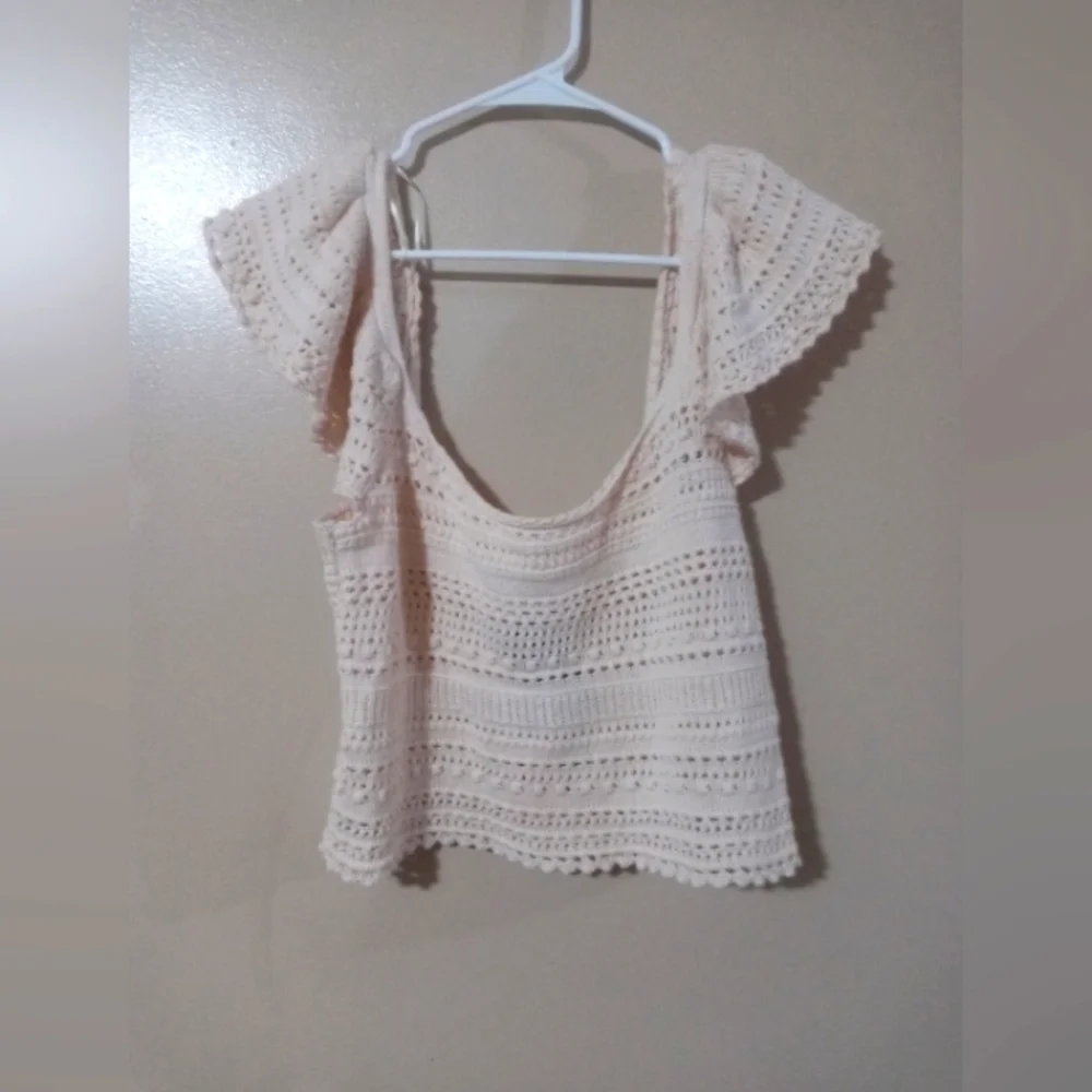 Sincerely Jules White Cropped Ruffled Blouse - Picture 1 of 4